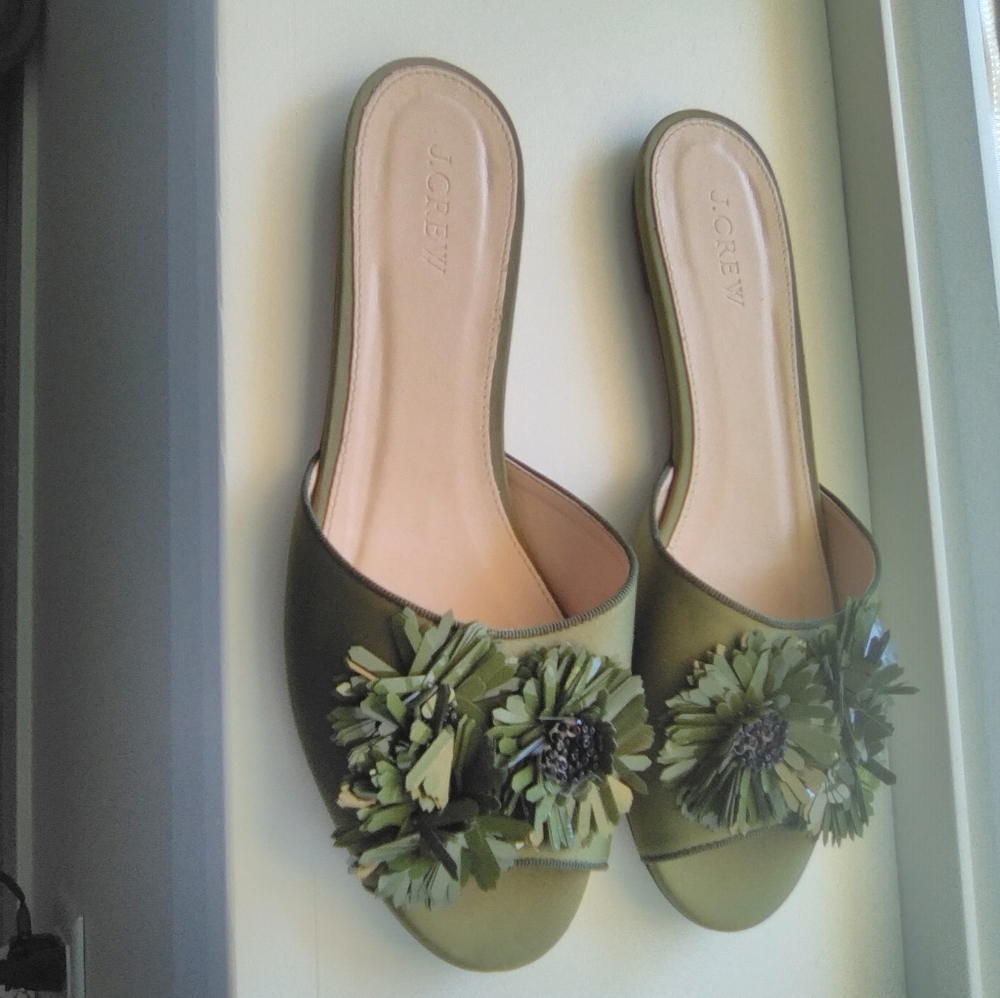J Crew Peep Toe Flats Size 10